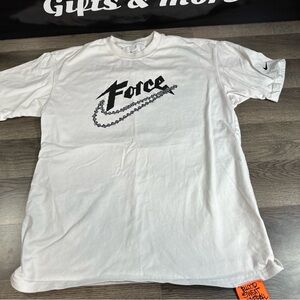 Nike White Tee with Orange Basketball Tag